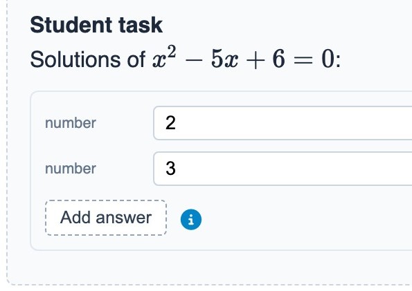 Task that accepts a dynamic number of student answers or DNE