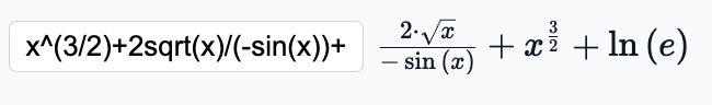 Formula typed as plain text with live math rendering beside the input